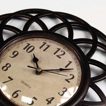 Zestaw zegar wiszący i 2 lustra retro w kolorze brązowym postarzony M-13