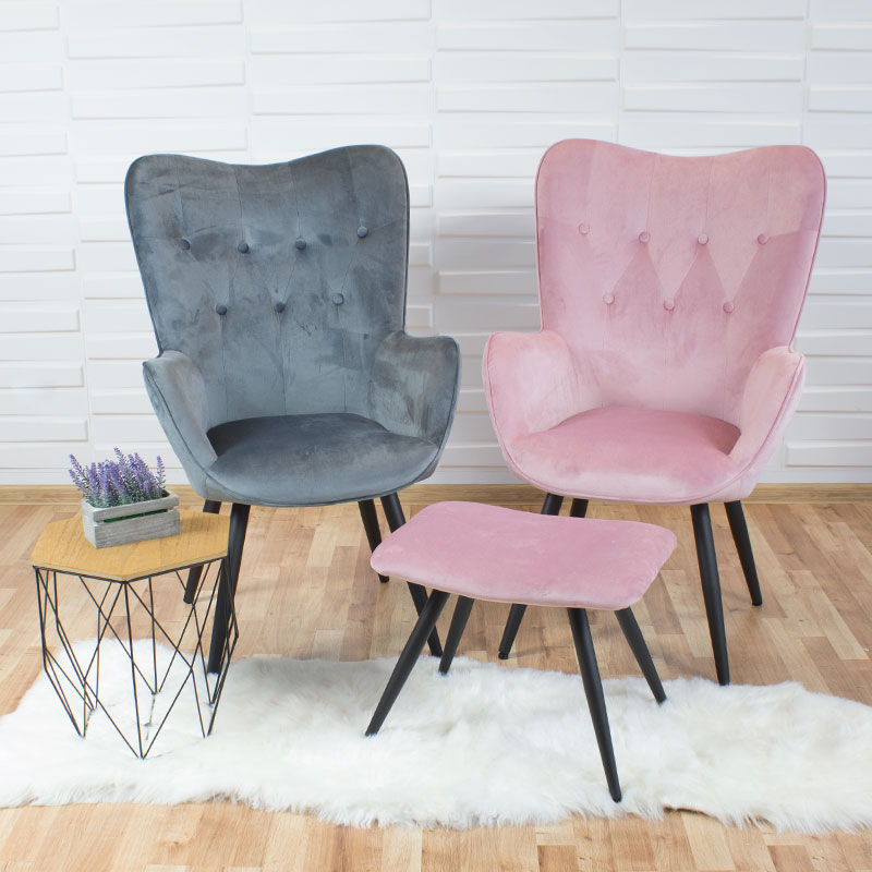 fotel uszak różowy prl nowoczesny