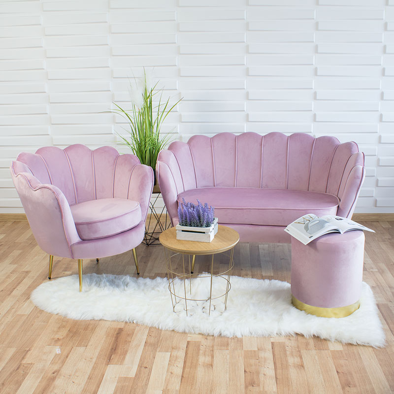 fotel muszelka różowy