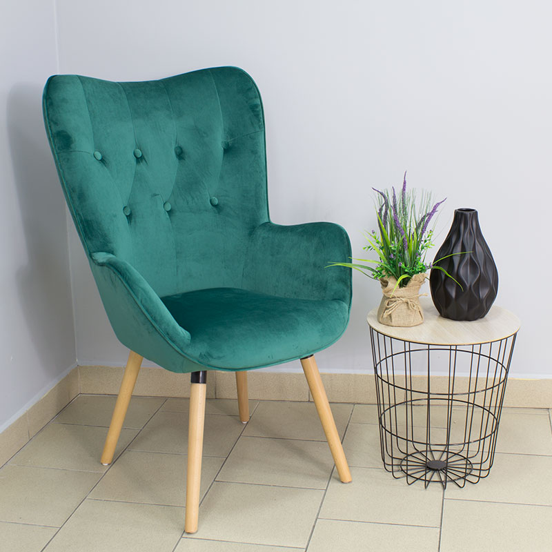 fotel uszak do salonu zielony nowoczesny