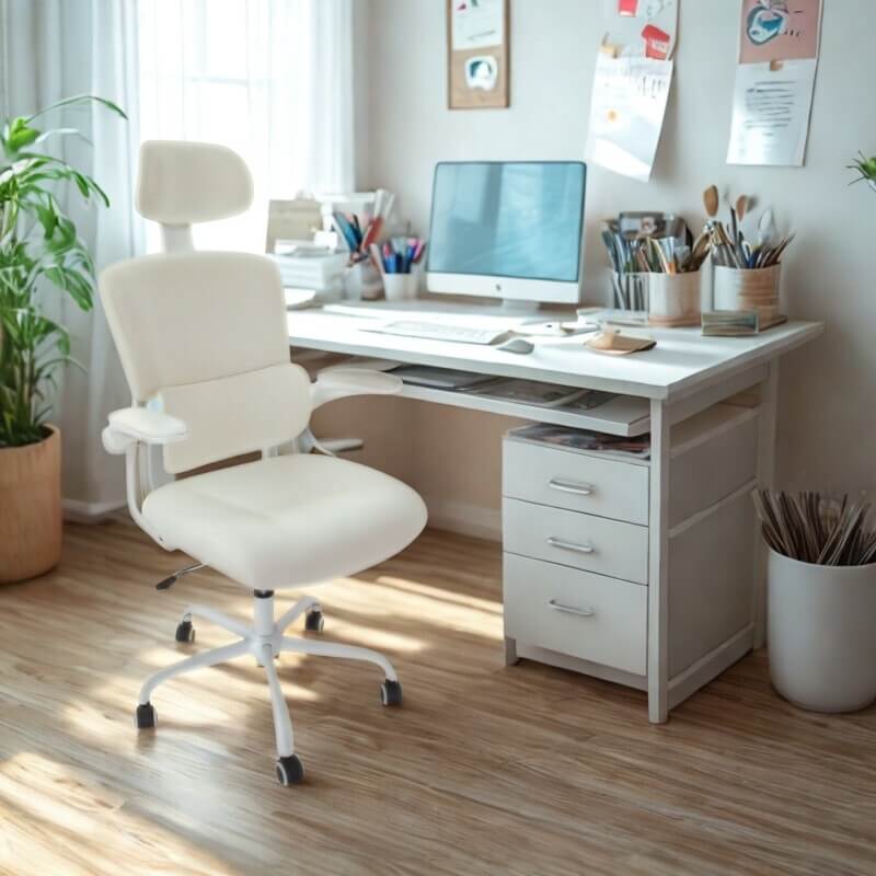 Białe krzesło obrotowe młodzieżowe do biurka – wygodne i nowoczesne