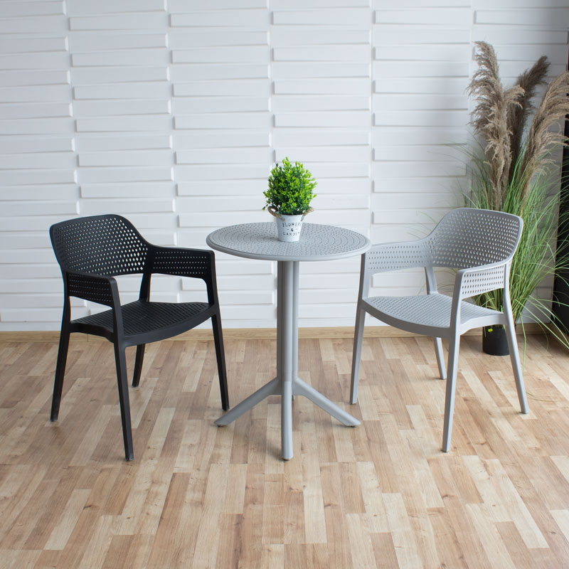 Krzesło ogrodowe HILE 193GR w kolorze zielonym — ażurowe i sztaplowane