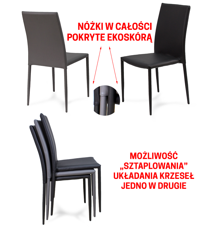 nowoczesne krzesło z ekoskóry na metalowych nogach do jadalni restauracji