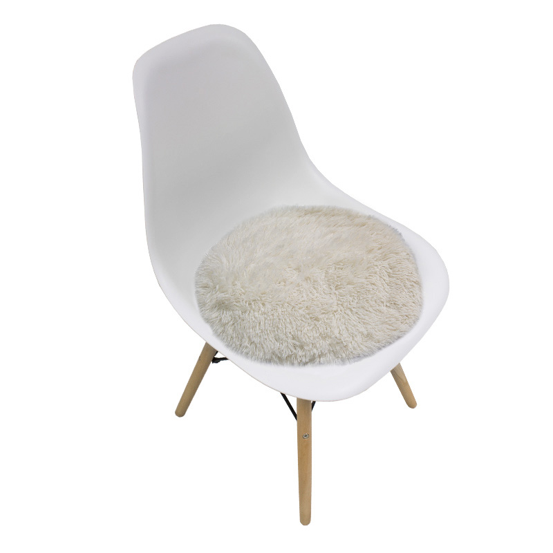 poduszka na krzesło nakładka włochata kremowa