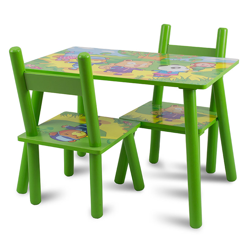 zestaw dziecięcy stół krzesła drewiany kolorowy