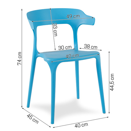 Krzesło polipropylenowe do ogrodu i salonu niebieskie 238BL