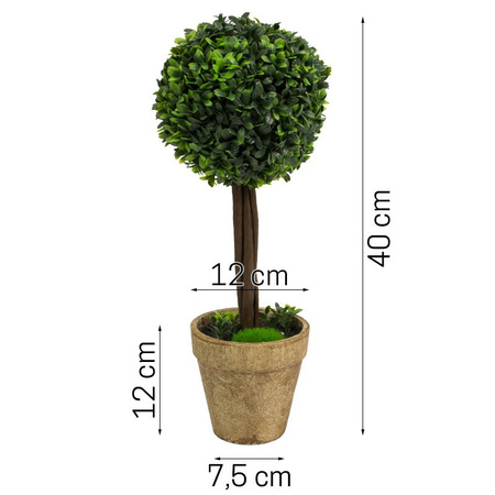 Sztuczne drzewko dekoracyjne bukszpan w doniczce kula 40 cm UC30504