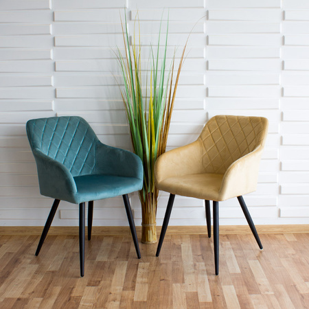 Krzesło tapicerowane welurowe do salonu 089 beżowe, czarne nogi