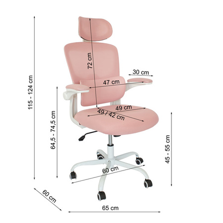 Różowy fotel gamingowy ergonomiczny – obrotowy, oddychający, dla gracza lub graczki L038
