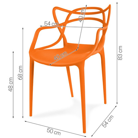 Krzesło ażurowe nowoczesne do ogrodu stylowe na balkon taras masters pomarańczowe 547 DF/BB