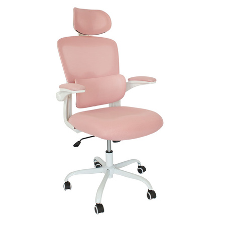 Różowy fotel gamingowy ergonomiczny – obrotowy, oddychający, dla gracza lub graczki L038