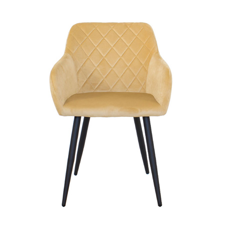 Krzesło tapicerowane welurowe do salonu 089 beżowe, czarne nogi