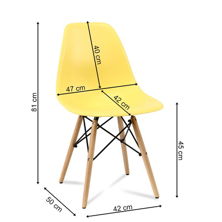 Krzesło nowoczesne na drewnianych bukowych nogach stylowe do kuchni restauracji żółte 212 TZ