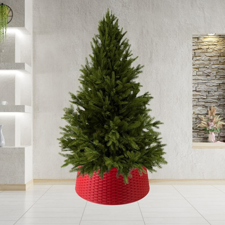 Osłona pod choinkę śr.65cm wys. 23cm koszowa, składana osłona na stojak choinkowy, czerwona H2203-23R