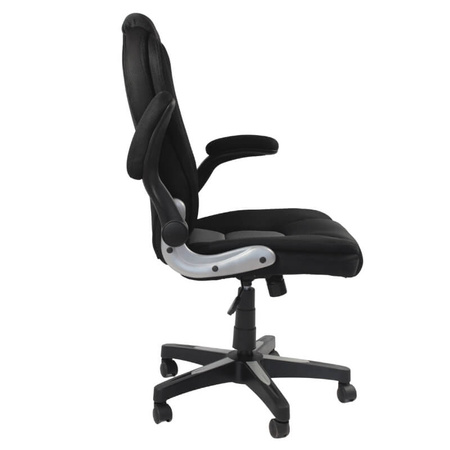 Krzesło biurowe obrotowe HILE L204B-G – ergonomiczne do biurka, czarno-szare siateczkowe z podnoszonymi podłokietnikami