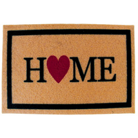 Wycieraczka pod drzwi H24038-2 – mata wejściowa 60×40 cm z nadrukiem „HOME ♥”, beżowo-czarna
