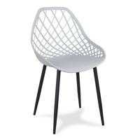 Krzesło ażurowe skandynawskie nowoczesne na metalowych czarnych nogach stylowe szare YE-05