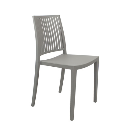 Szare krzesło ogrodowe z polipropylenu – nowoczesne, sztaplowane, do kuchni, jadalni, na taras 190G