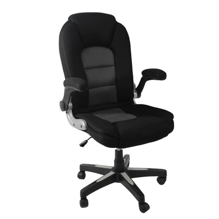 Krzesło biurowe obrotowe HILE L204B-G – ergonomiczne do biurka, czarno-szare siateczkowe z podnoszonymi podłokietnikami