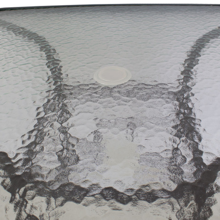 Stół ogrodowy szklany 80x80 cm – czarny, z otworem na parasol, odporny na warunki atmosferyczne H23S019