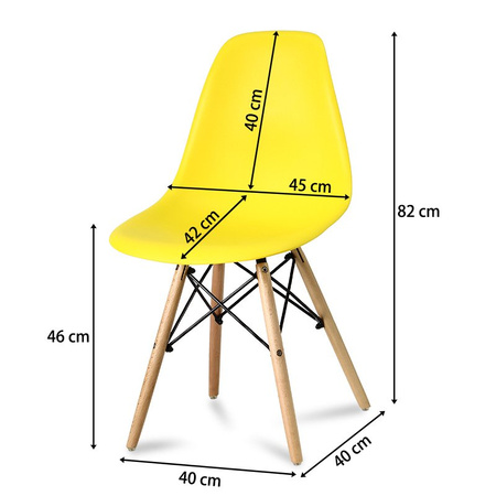 Krzesło nowoczesne na drewnianych bukowych nogach stylowe do salonu żółte 212 AB
