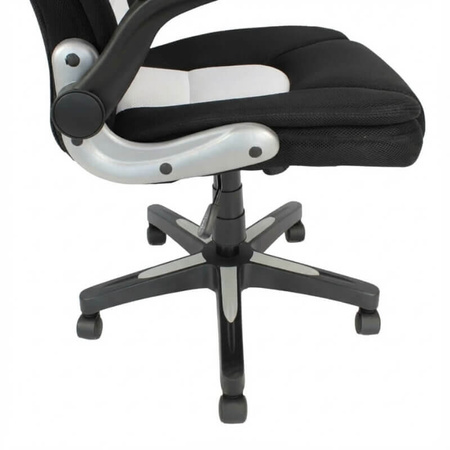 Krzesło obrotowe do biurka L204B-W – siateczkowe, czarno-białe, młodzieżowe