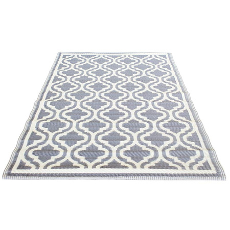 Dywan z tworzywa sztucznego 90cm x 150cm Szaro-biały Wzór Maroko