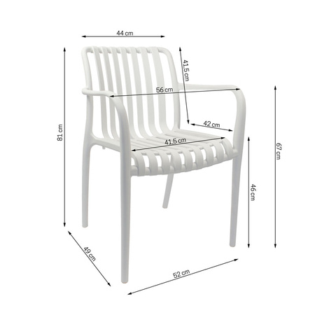 Białe krzesło z podłokietnikami – nowoczesny styl, wygodne i trwałe 102W