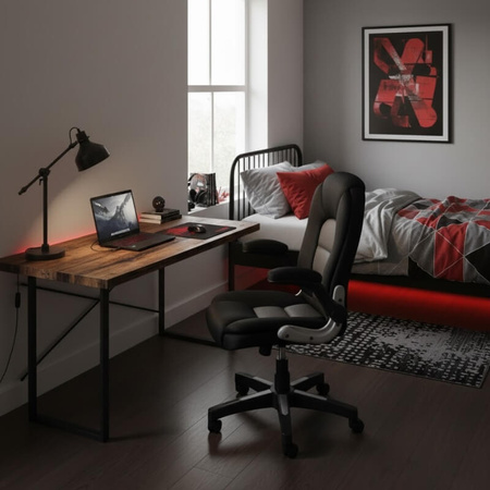 Krzesło biurowe obrotowe HILE L204B-G – ergonomiczne do biurka, czarno-szare siateczkowe z podnoszonymi podłokietnikami