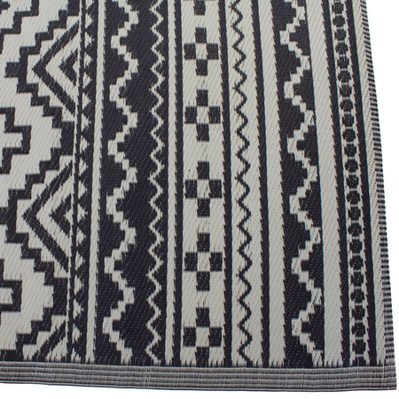 Dywan zewnętrzny na balkon i taras 120x180 cm – wodoodporny czarny w stylu boho aztec ES-03A