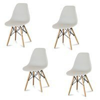 Zestaw 4 krzeseł komplet krzesło nowoczesne na drewnianych bukowych nogach salonu szare 212 AB