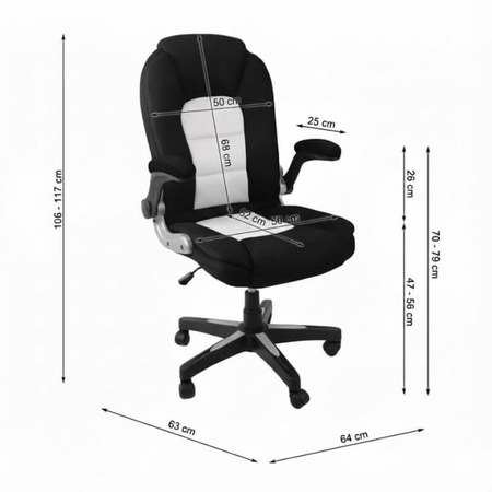 Krzesło obrotowe do biurka L204B-W – siateczkowe, czarno-białe, młodzieżowe