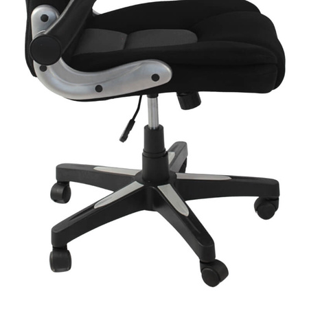 Krzesło biurowe obrotowe HILE L204B-G – ergonomiczne do biurka, czarno-szare siateczkowe z podnoszonymi podłokietnikami