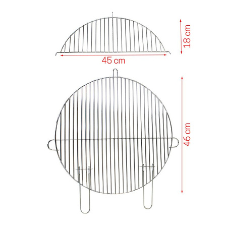 Grill węglowy okrągły z kółkami i półką czarny GW0202