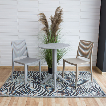 Szare krzesło ogrodowe z polipropylenu – nowoczesne, sztaplowane, do kuchni, jadalni, na taras 190G