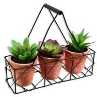 Sztuczna roślina kwiat kaktus do salonu dekoracja industrialna w koszyku brązowa DFS012-2