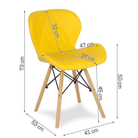 Krzesło na drewnianych nogach tapicerowane z ekoskóry do salonu żółte 024Y-BW