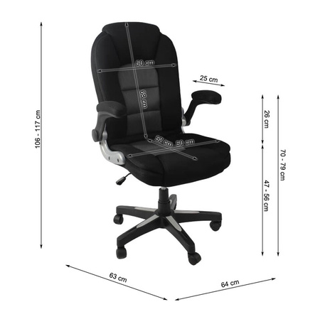 Krzesło biurowe obrotowe HILE L204B-G – ergonomiczne do biurka, czarno-szare siateczkowe z podnoszonymi podłokietnikami