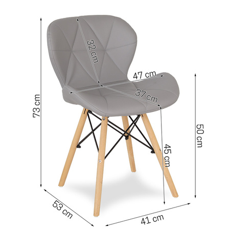 Krzesło na drewnianych nogach tapicerowane z ekoskóry do salonu jasno szare 024G-BW