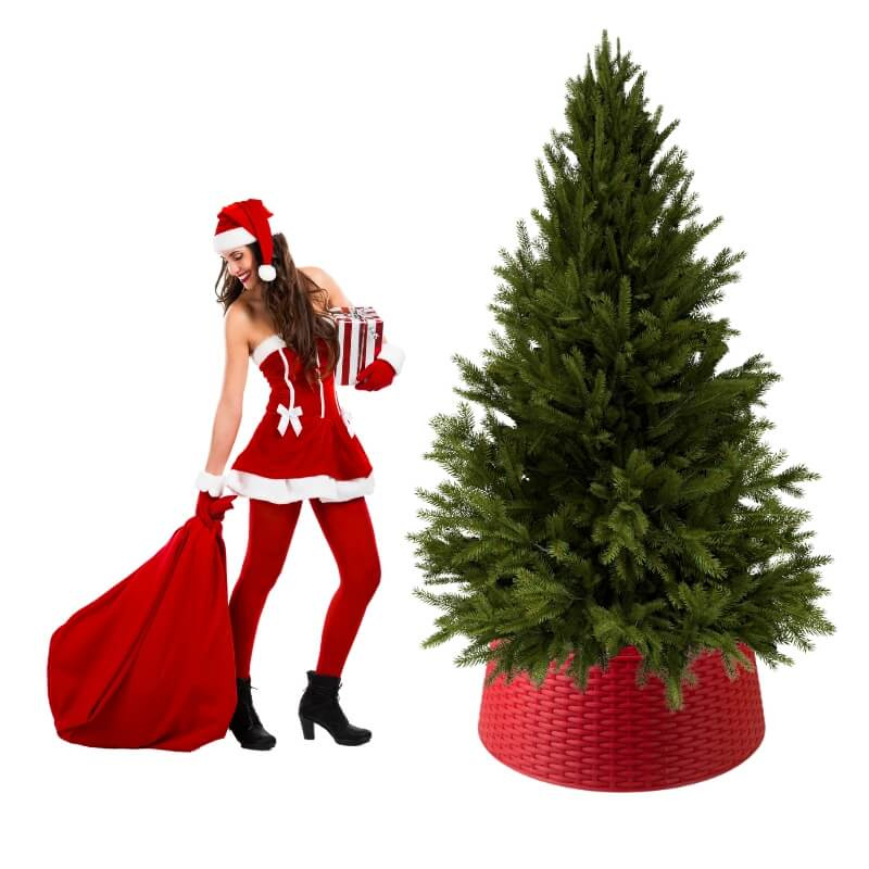 Czerwona osłona pod choinkę 60 cm na stojak — dekoracja świąteczna