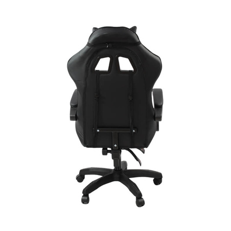 Fotel biurowy HILE LP209B-B – czarny, obrotowy z podnóżkiem, ergonomiczny fotel do pracy i relaksu