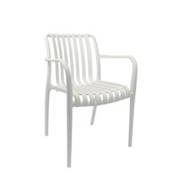 Białe krzesło z podłokietnikami – nowoczesny styl, wygodne i trwałe 102W