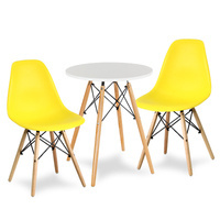 Stół okrągły S350 SEN biały + 2 krzesła żółte 212 zestaw kuchenny skandynawski nowoczesny