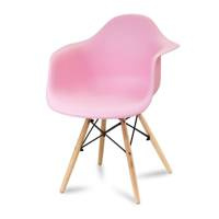 Krzesło nowoczesne stylowe na drewnianych bukowych nogach do salonu restauracji różowe 211 AB
