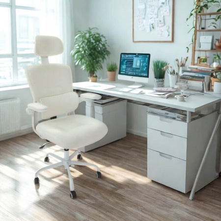 Krzesło obrotowe młodzieżowe do biurka – wygodne i stylowe dla dziewczynki L038 Beżowe