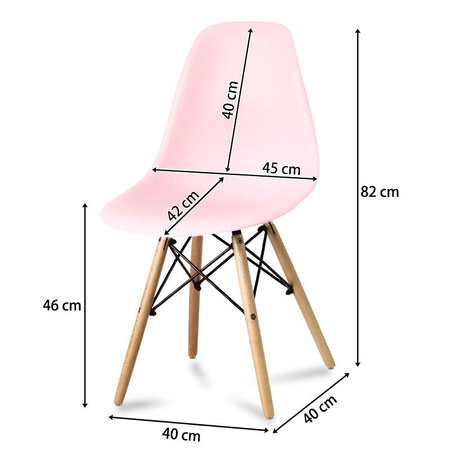 Krzesło nowoczesne na drewnianych bukowych nogach stylowe do salonu różowe 212 AB