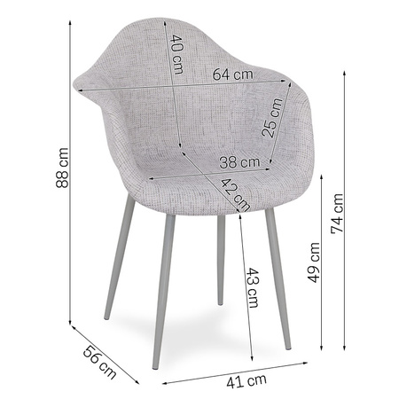 Krzesło patchwork na metalowych szarych nogach do salonu MILANO YC-22-AB YE