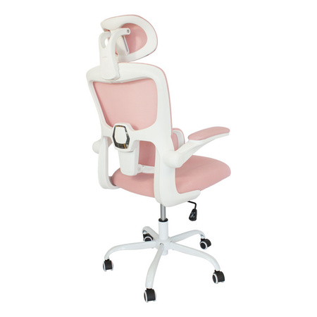 Różowy fotel gamingowy ergonomiczny – obrotowy, oddychający, dla gracza lub graczki L038