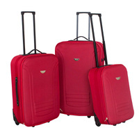 Lekkie walizki podróżne do samolotu na kółkach z rączką PVC-02 komplet 19/23/27 - czerwone WK02R