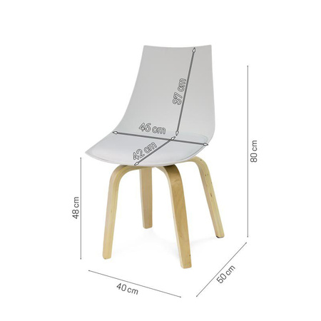 Krzesło na drewnianych bukowych nogach nowoczesne z białą poduszką ekoskóra stylowe 028 białe